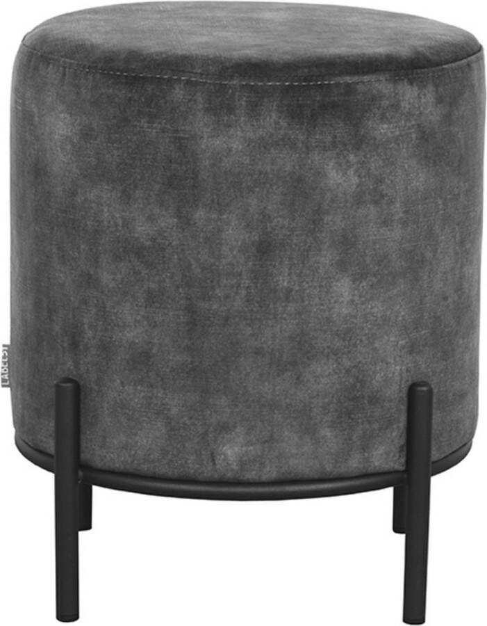 LABEL51 Hocker 'Troy' Velvet 41cm kleur Antraciet
