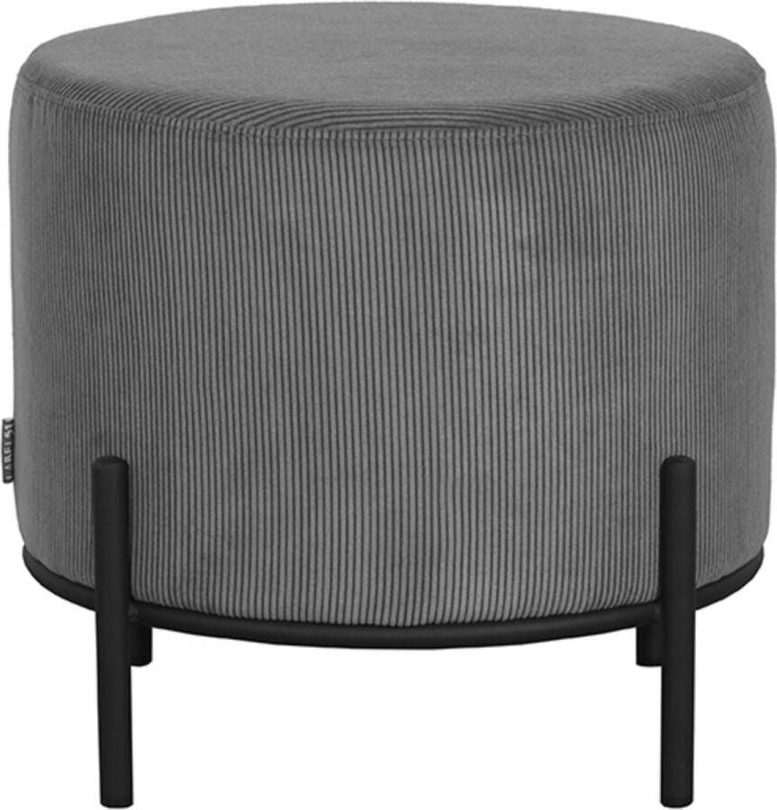 LABEL51 Hocker 'Troy' Rib 46cm kleur Grijs