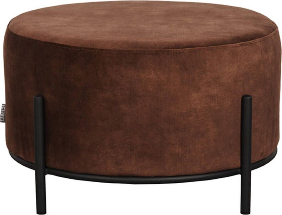LABEL51 Poef Troy Xl Rust Velours Zwart Metaal
