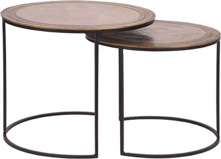 LABEL51 Salontafel Set Circle Antiek Goud Metaal Zwart Metaal