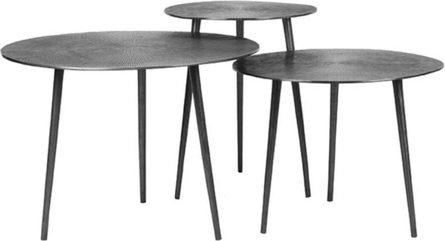 LABEL51 Salontafel 'Nobby' Set van 3 stuks kleur Grijs