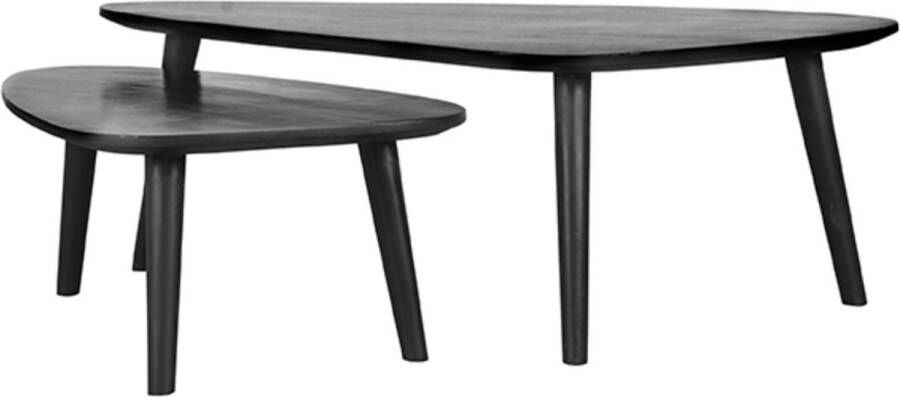 LABEL51 Organische Salontafel Rock Mangohout Set van 2 stuks Zwart