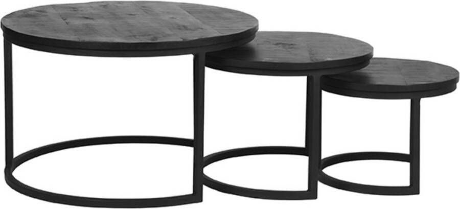 LABEL51 | Salontafel Set Triplet Zwart Mangohout | Woonkamertafels | Salontafel