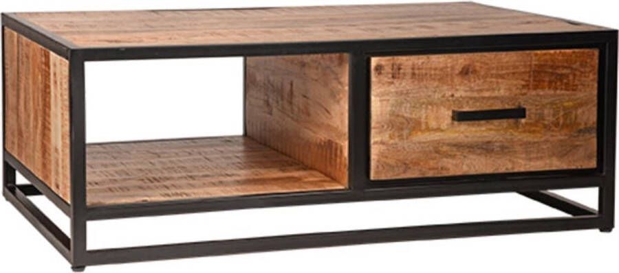 LABEL51 Salontafel Tampa Rough Mangohout Zwart Metaal