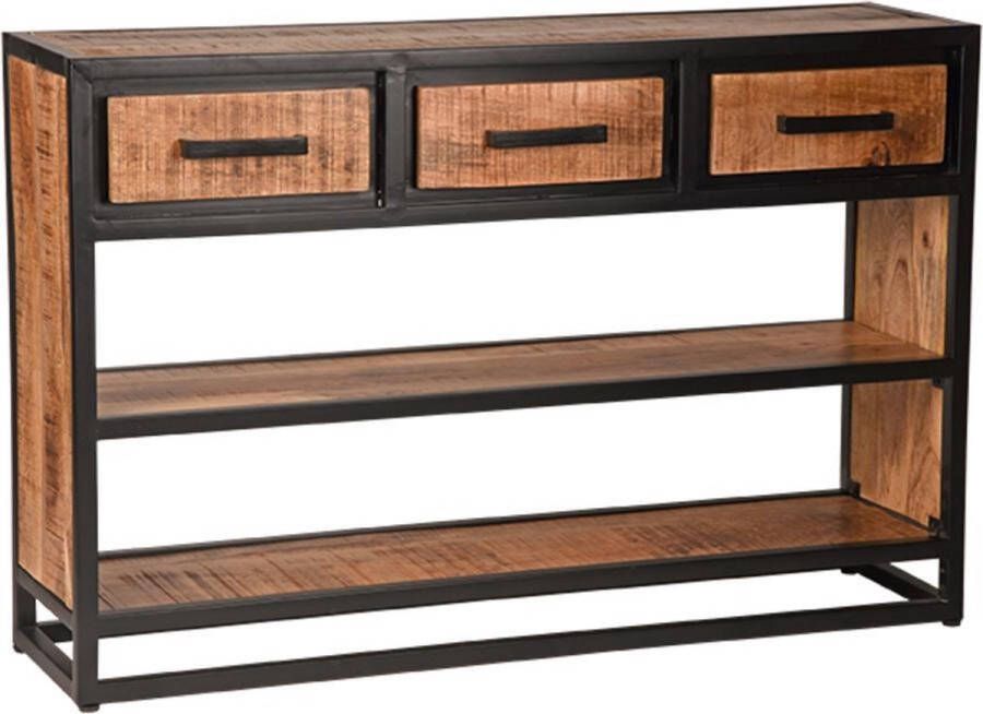 LABEL51 Sidetable Tampa Rough Mangohout Zwart Metaal