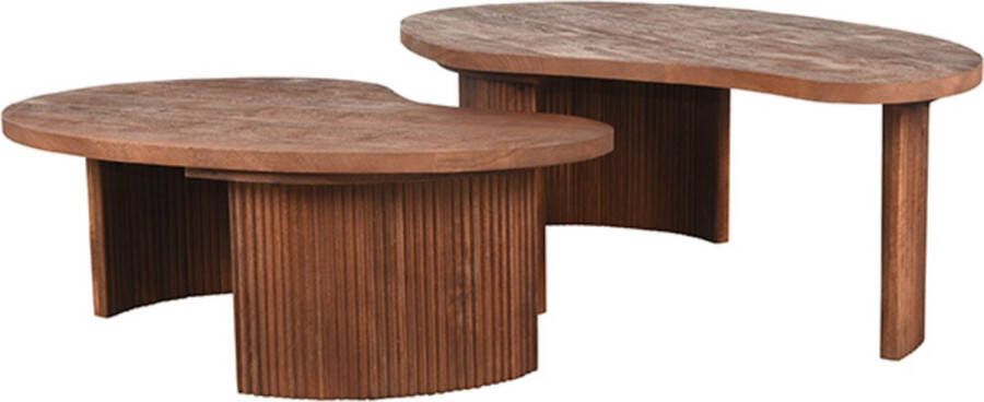 LABEL51 Organische Salontafel Timon Espresso Mangohout Set van 2 stuks