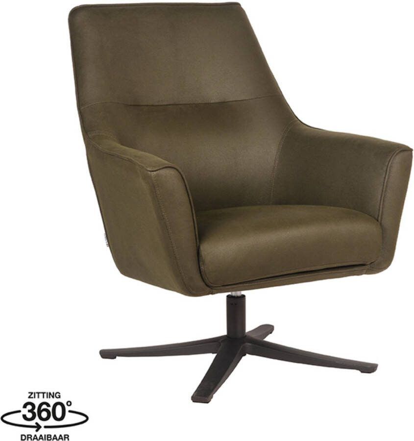 LABEL51 | Fauteuil Tod Army green Microfiber | Zitmeubels woonkamer | Draaifauteuil