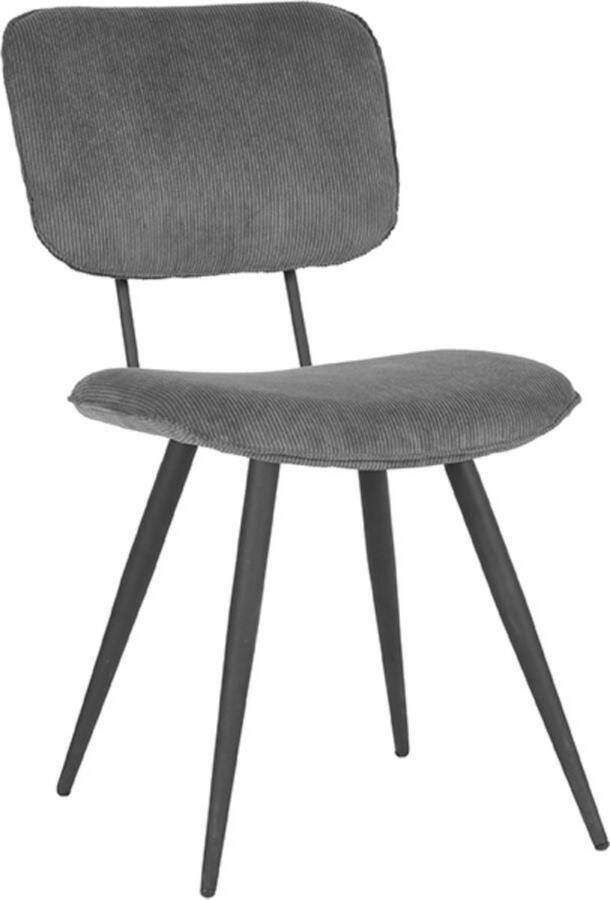 LABEL51 | Eetkamerstoel Vic Donkergrijs Ribcord | Zitmeubels eetkamer | Eetkamerstoel