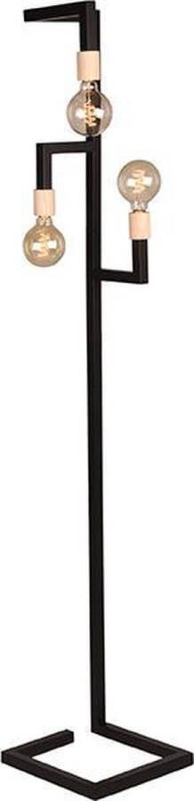 LABEL51 Vloerlamp Loco Zwart Metaal Naturel Rubberwood