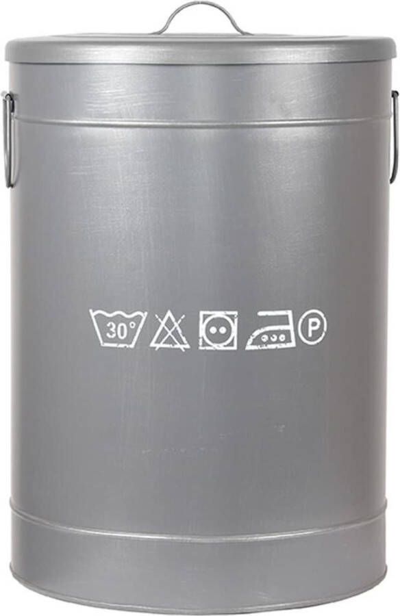 LABEL51 | Opbergblik Wasmand Grijs Metaal L | Woonaccessoires | Mand