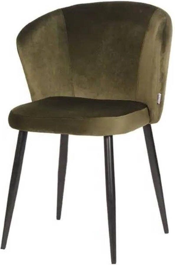 LABEL51 Eetkamerstoel 'Wave' Velvet kleur Army Green