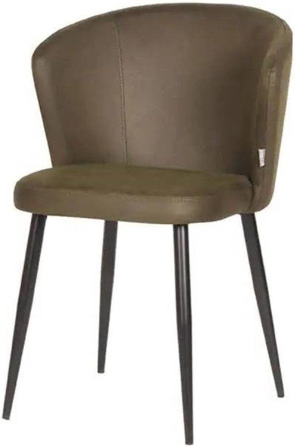 LABEL51 | Eetkamerstoel Wave Army green Microfiber | Zitmeubels eetkamer | Eetkamerstoel