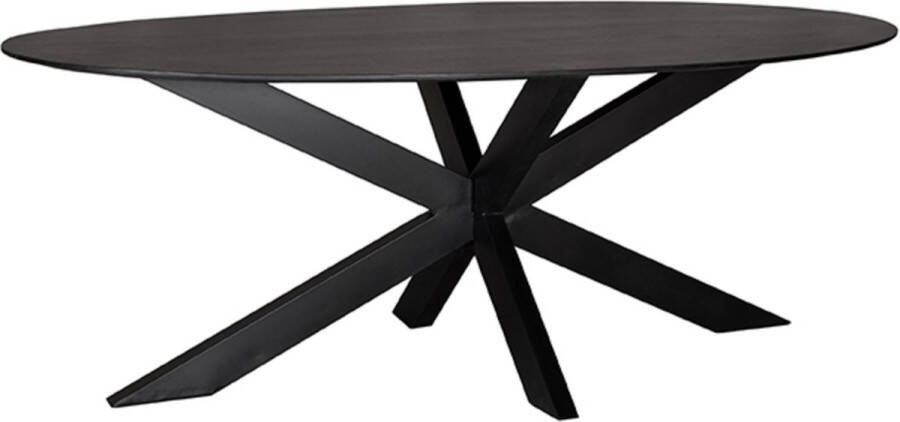 LABEL51 Ovale Eettafel 'Zion' 210 x 100cm Mangohout kleur Zwart