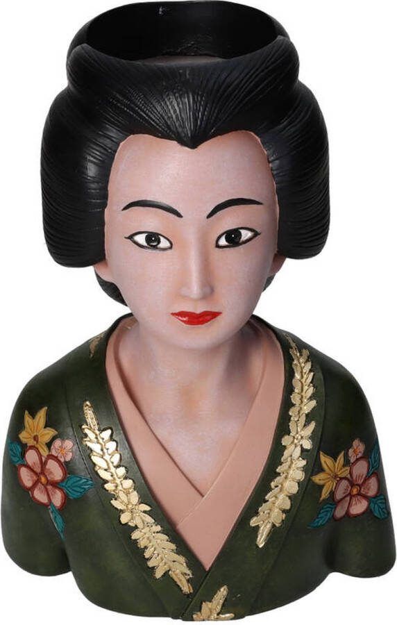 Label6 Geisha Bloempot Plantenbak Geisha Groen Pot Droogbloemen Kunstbloemen Bloemen 19x14x26cm