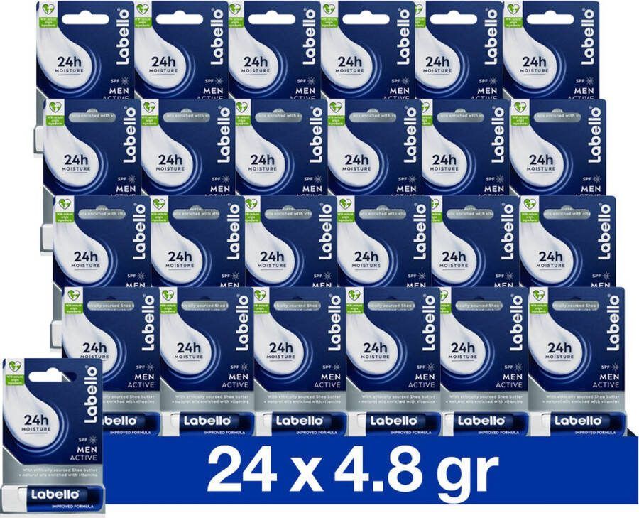 Labello 24x Lippenbalsem Blister Active For Men SPF15 4.8 gr