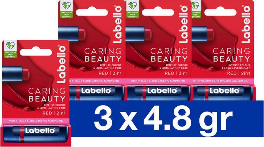 Labello 3x Lippenbalsem Caring Beauty Red 5.5 ml