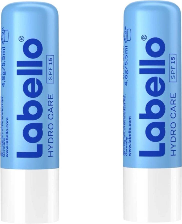 Labello Hydro Care 24H Verzorging SPF 15 Lippenbalsem Lipstick Natuurlijke Olien 2 Stuks