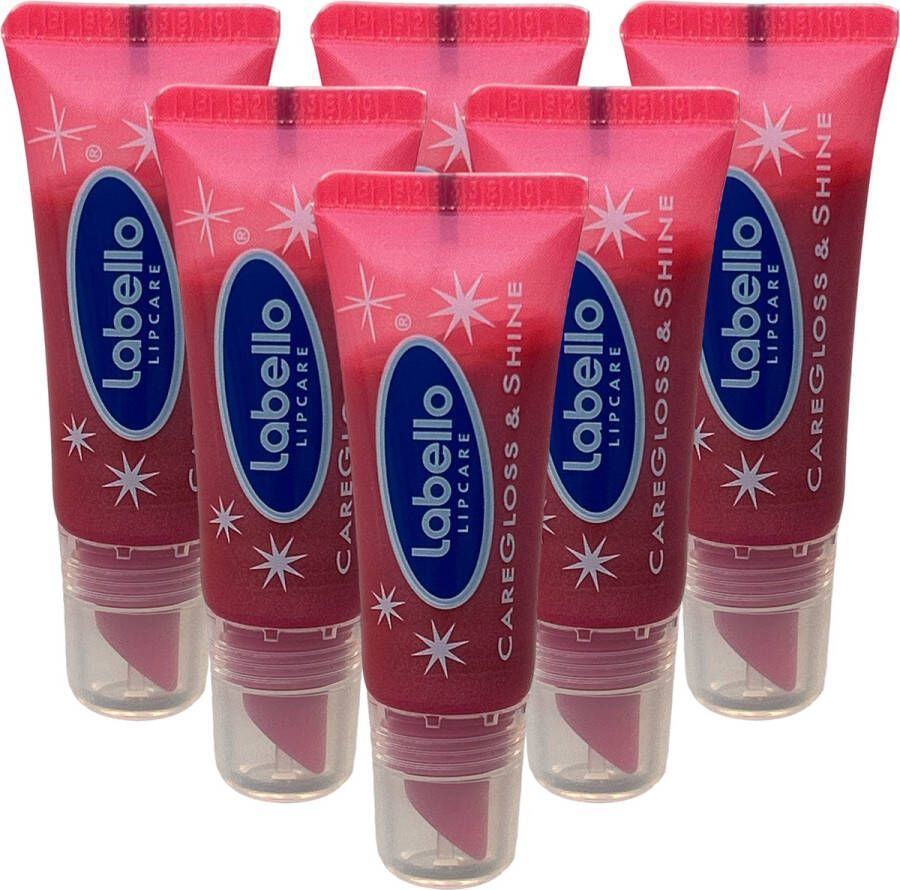 Labello Lipcare CareGloss & Shine Pink Lip Balm Gloss 10ml x 6