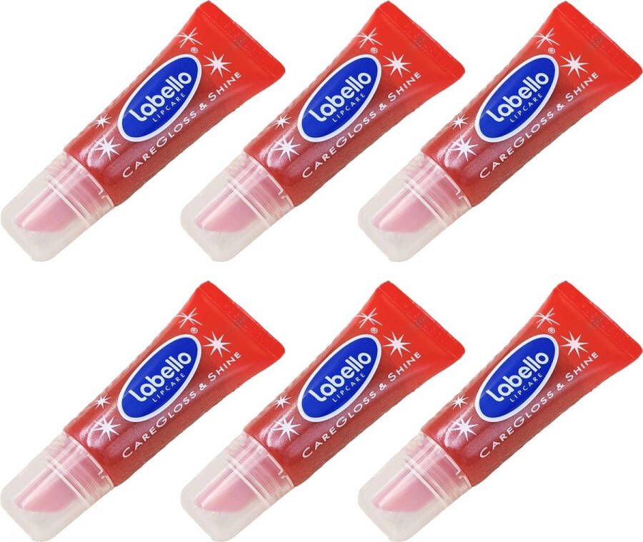 Labello Lipcare CareGloss & Shine Red Lip Balm Gloss 10ml x 6