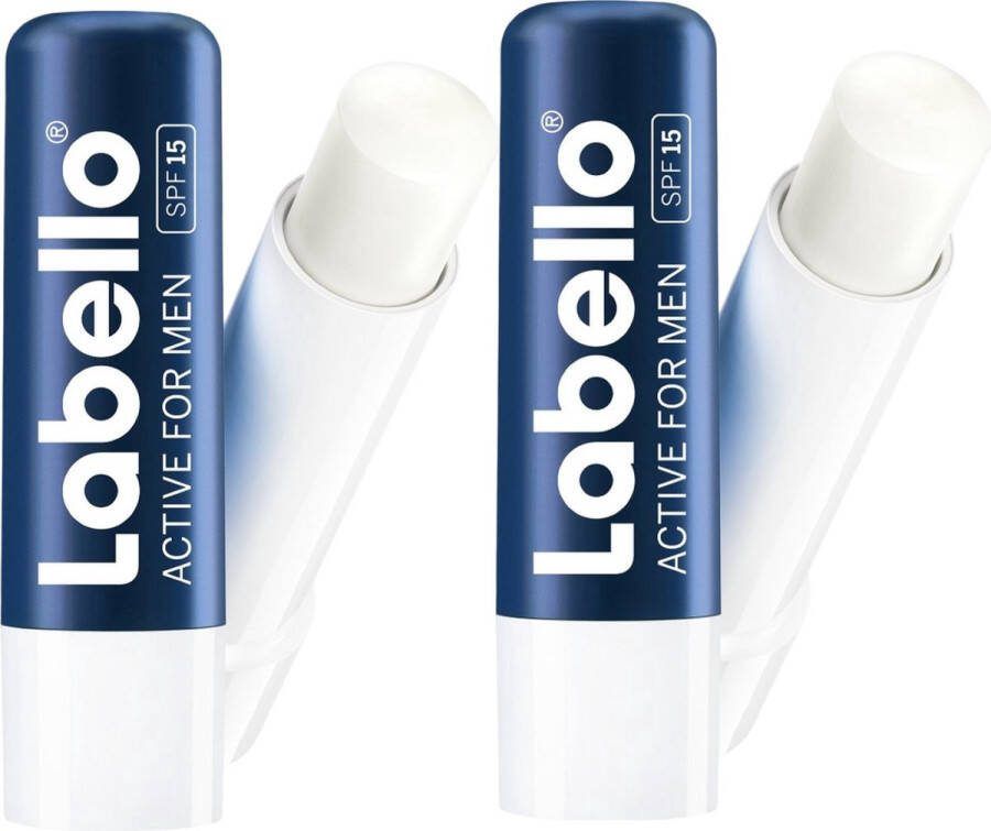 Labello Men Active 24H Verzorging SPF 15 Lippenbalsem Lippen Natuurlijke Olien 2 Stuks
