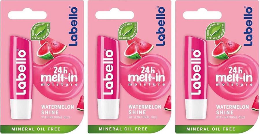 Labello Watermelon Shine Lippenbalsem 3 stuks Voordeelverpakking