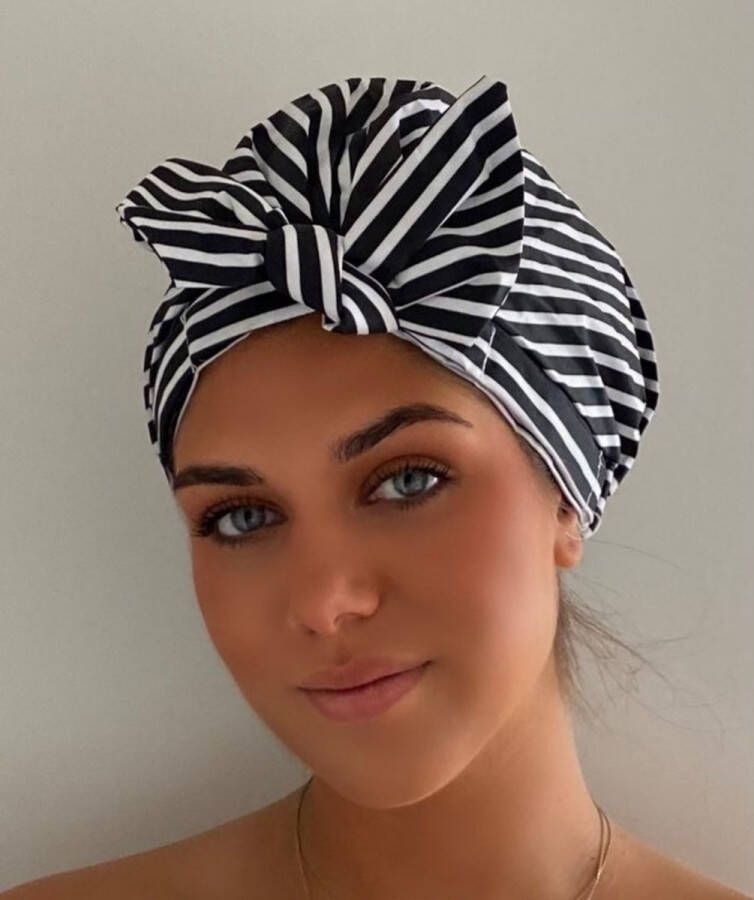 Labou Douchemuts DE MOOISTE -Shower cap -Black White -Droog haar -DOUCHEKAPJE 1 STUKS