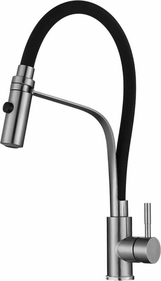 LABOZA Handler Chrome Keukenkraan met Uittrekbare Uitloop