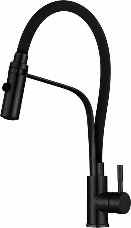 LABOZA Handler Zwart Keukenkraan met Uittrekbare Uitloop