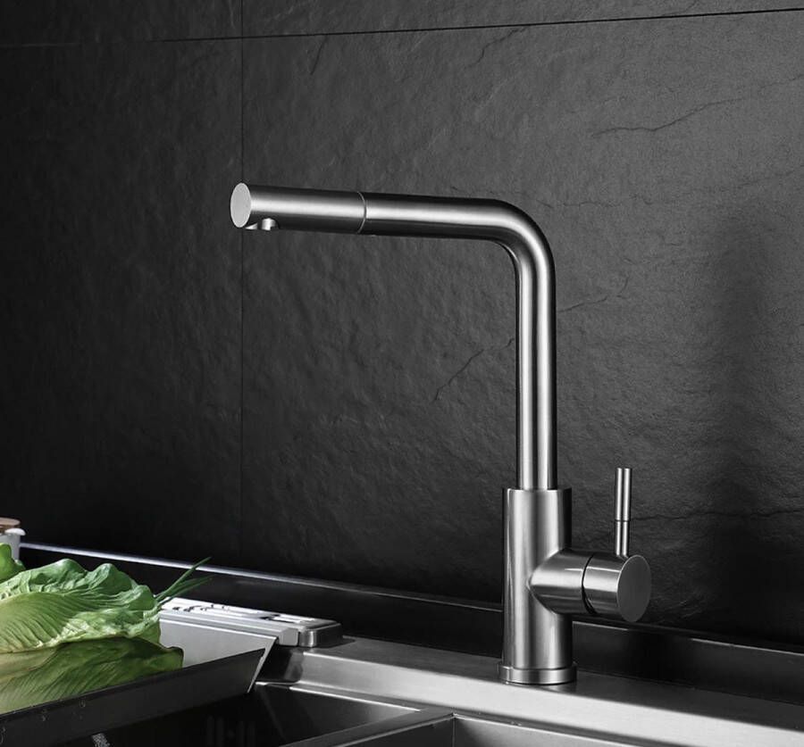 LABOZA Spout Chroom Keukenkraan met Uittrekbare Uitloop
