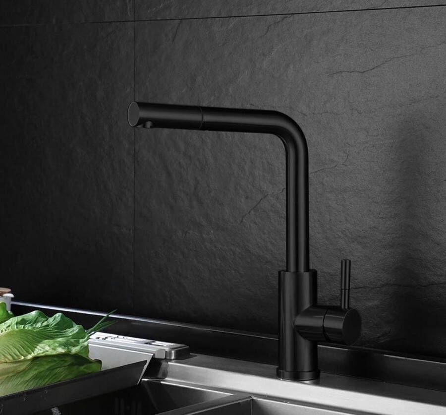 LABOZA Spout Zwart Keukenkraan met Uittrekbare Uitloop