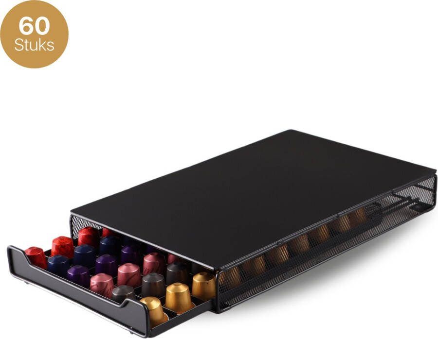Lacardia Capsulehouder geschikt voor Nespresso cups met lade – Capsulehouder geschikt voor Nespresso cups – 60 cups – koffiecups houder Cuphouder zwart