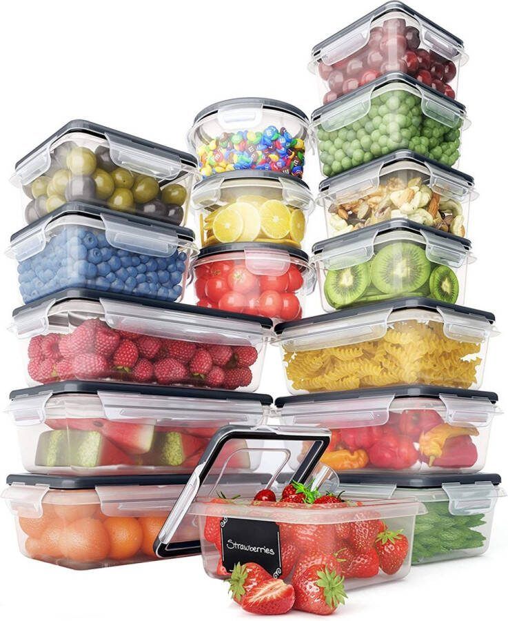 Lacardia Vershoudbakjes 16 Bakjes Incl. Stickers en pen Meal prep bakjes diepvriesbakjes voedselcontainer Magnetron Bakjes Met Deksel Vershouddoos