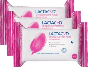 Lactacyd Gevoelige Huid Tissues Intieme Doekjes 3x15 stuks intieme hygiëne