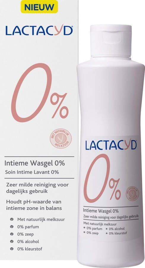 Lactacyd wasgel 0% Milde wasgel speciaal voor de uitwendige intieme zone Intiemverzorging 250 ml