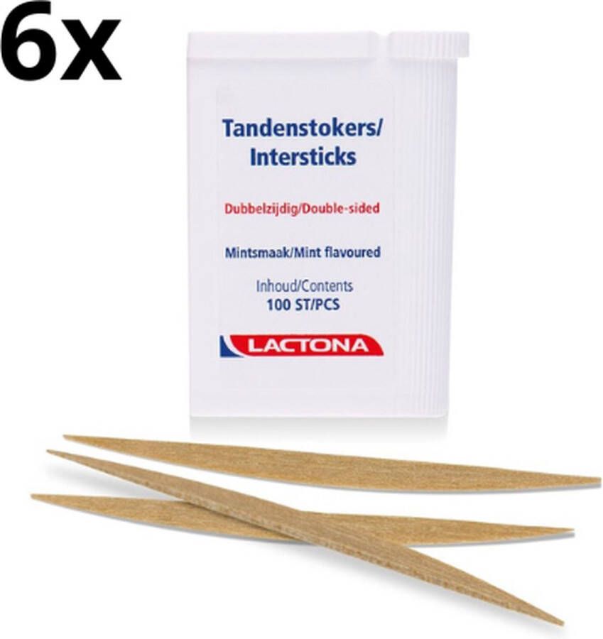 Lactona 6x Intersticks Tandenstokers 100 stuks Voordeelverpakking