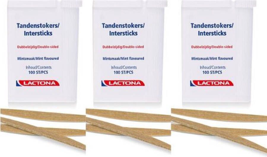 Lactona Intersticks 3x 100 Stuks Tandenstoker Voordeelverpakking