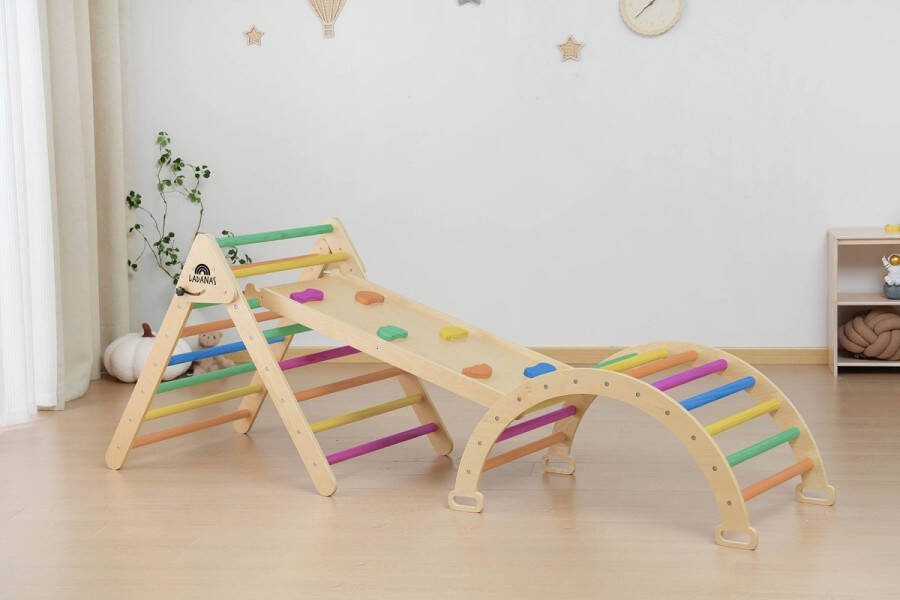 Ladanas 6in1 Klimrek kinderen Extra veilig & Duurzaam Ontdek de VEELZIJDIGE Houten Pikler Driehoek