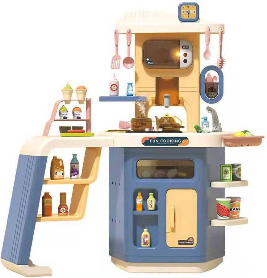 Ladanas Kinderkeuken EXTRA REALISTISCHE Speelgoed keuken met écht water & stoom Kookplaat met licht & geluid Meer dan 40 Accessoires! Hoogte 88cm