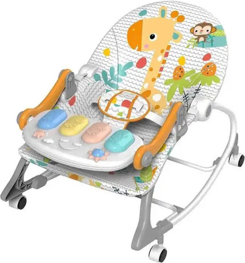 Ladanas Wipstoel Baby COMFORTABELE Baby Swing incl. verwijderbare MUZIEKPIANO Schommelstoel Baby met wieltjes Veilig tot 18 kilo!