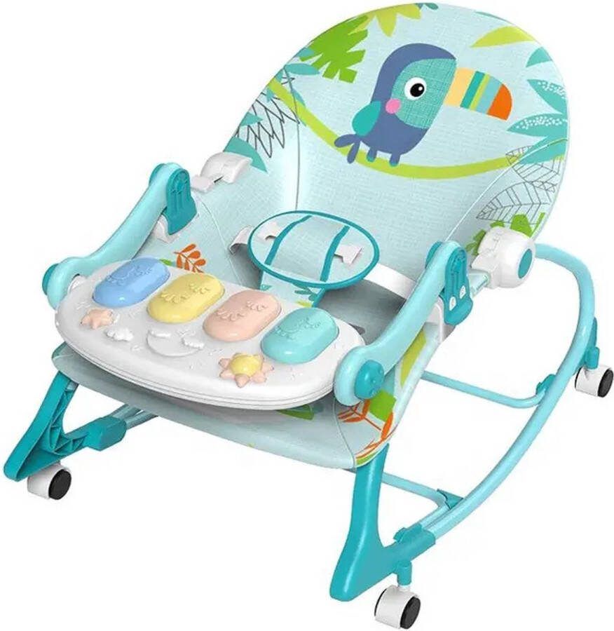 Ladanas Wipstoel Baby COMFORTABELE Baby Swing incl. verwijderbare MUZIEKPIANO & Kalmerende Vibratie Schommelstoel Baby met wieltjes Veilig tot 18 kilo!