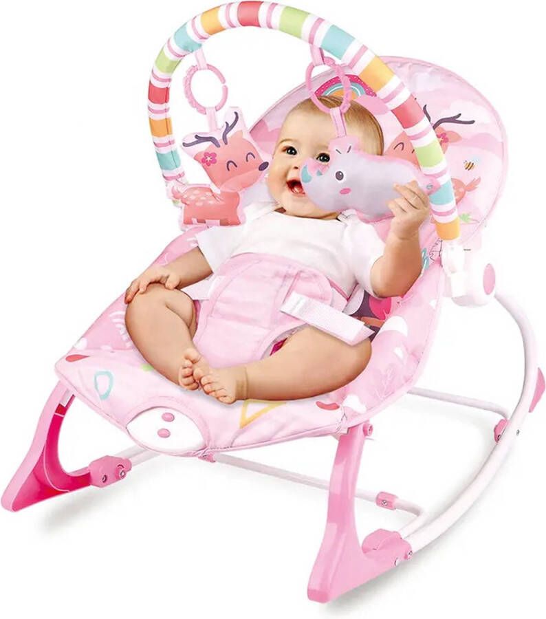 Ladanas Wipstoel Baby COMFORTABELE Baby Swing incl. Afneembare Muzikale Speelboog & Kalmerende Vibratie Verstelbare Schommelstoel Baby Veilig tot 18 kilo!