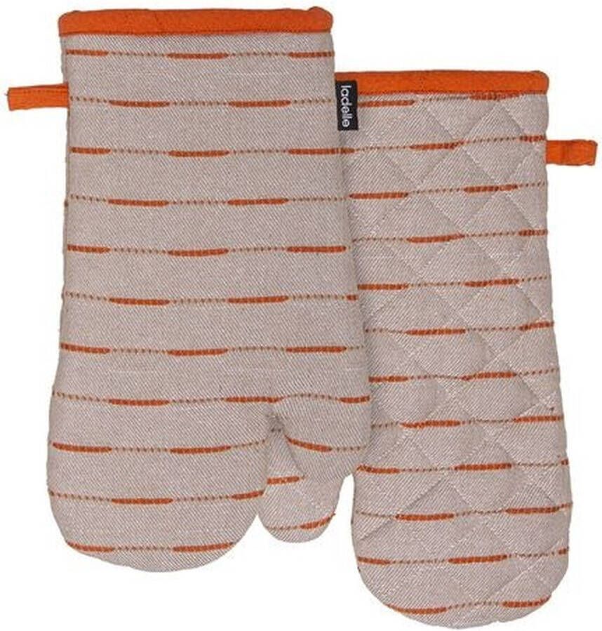 Ladelle Dash Ovenwant Ovenhandschoen Set van 2 Stuks Oranje Gerecycled Katoen 16.5 x 33 cm Eco Recycled