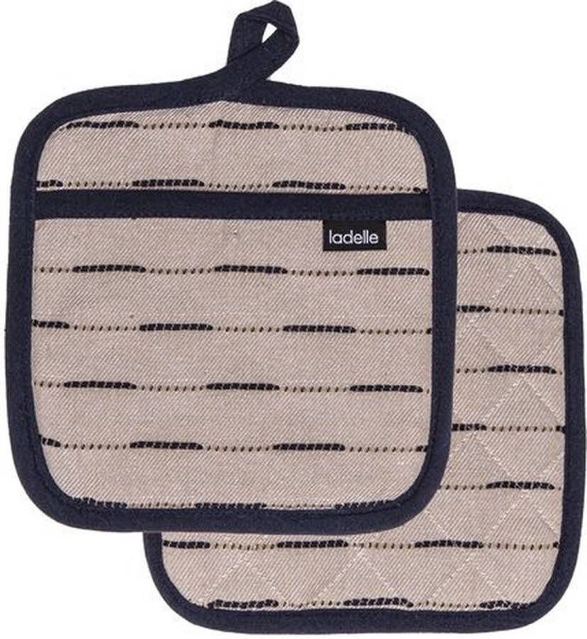 Ladelle Dash Pannenlap Set van 2 Stuks Indigo Gerecycled Katoen 19 x 27 cm Eco Recycled