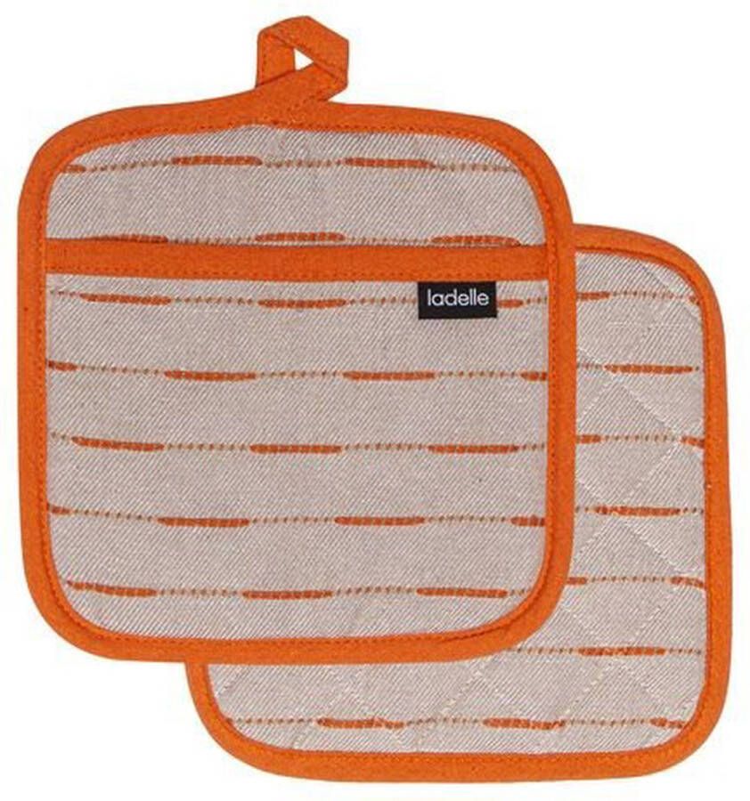 Ladelle Dash Pannenlap Set van 2 Stuks Oranje Gerecycled Katoen 19 x 27 cm Eco Recycled