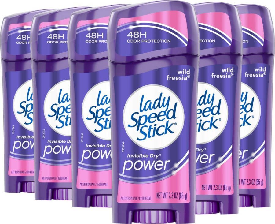 Lady Speed Stick Wild Freesia Invisible Dry Power Deodorant Vrouw 6 x 65g XL Size Deo Stick Deodorant Vrouw Voordeelverpakking