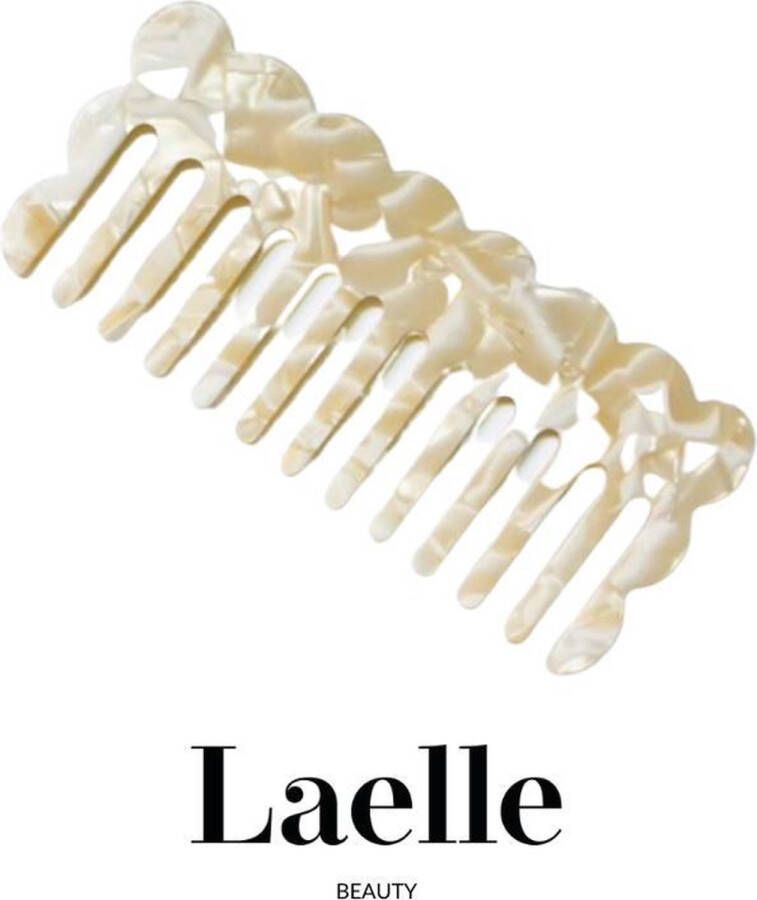 Laelle Beauty Fashion Haarkam met brede tanden Marble Trendy Beige Instagram Kam Cadeautje