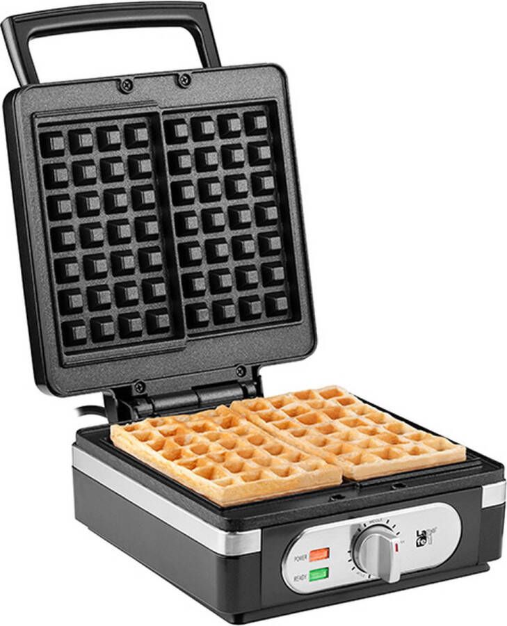 Lafe GFB-003 professionele wafelijzer voor 2 Brusselse wafels met non-stick coating 1400W koud blijvend handvat regelbare thermostaat