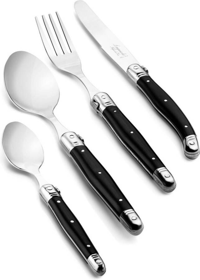 Laguiole Style de Vie Bestekset & Bestekbak Premium Line Zwart 24 delig 6 personen
