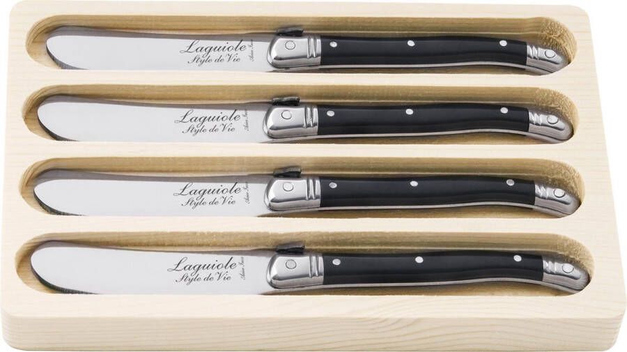 Laguiole Style de Vie Botermessen Premium Line 4-delig Zwart