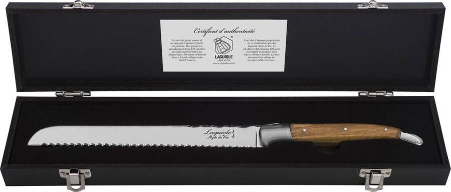 Laguiole Style de Vie Broodmes Luxury Line in giftbox Olijfhout